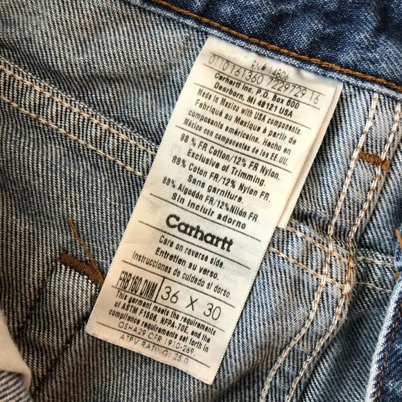 Carhartt Fire Resistant Cotton Blend Loose Fit Straight Leg Jeans Size 36x30 - Picture 6 of 6
